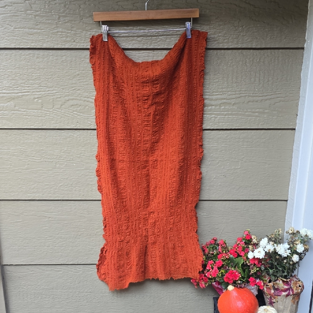 Lucky Brand Rusty Orange 100% wool Blanket Scarf